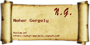 Neher Gergely névjegykártya